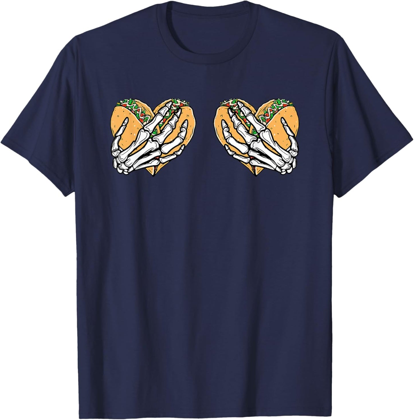 Funny Cinco De Mayo Taco Boobs Skull hands T-Shirt - T-Shirt | Navy