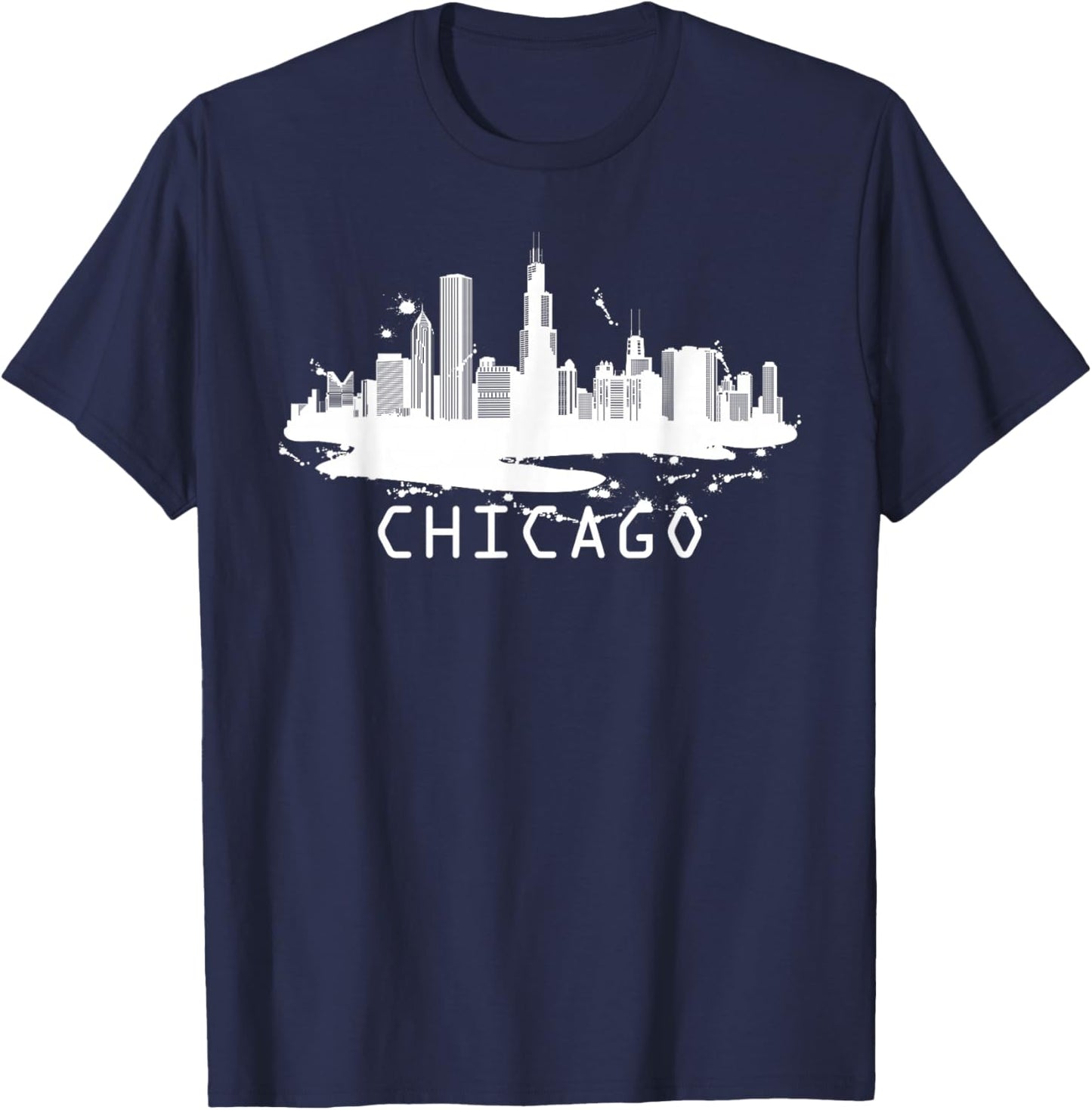 Chicago Cityscape - Chicago Illinois Skyline T-Shirt - T-Shirt | Navy