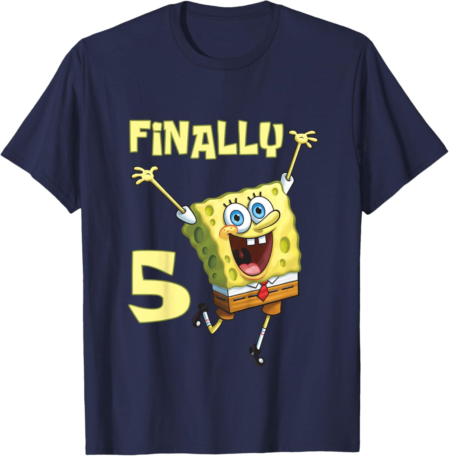 Mademark x SpongeBob SquarePants - Kids Original SpongeBob Square Pants - 5th Birthday. Finally 5. T-Shirt - T-Shirt | Navy