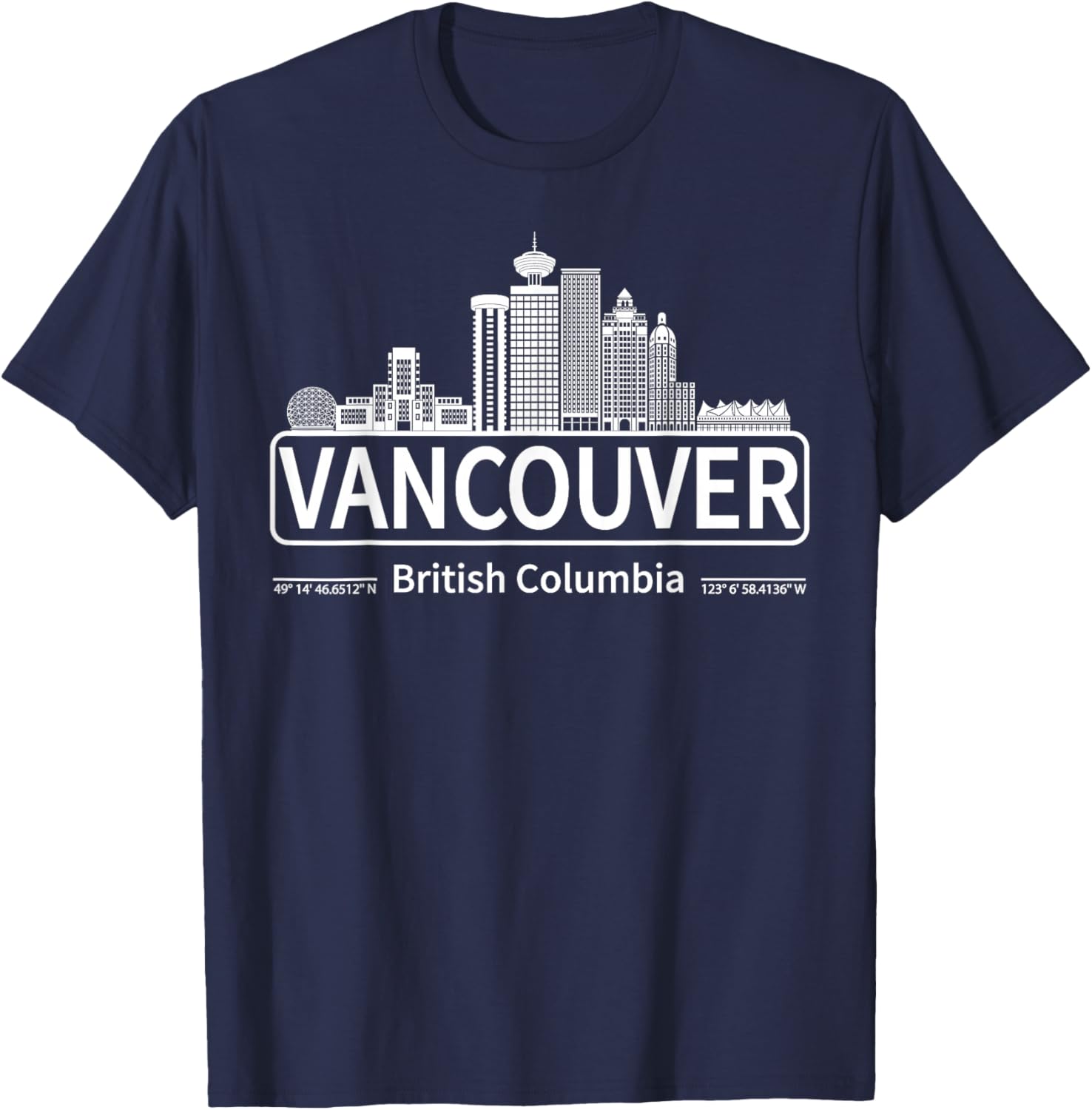 Vancouver British Columbia Skyline Travel to Vancouver Love T-Shirt - T-Shirt | Navy