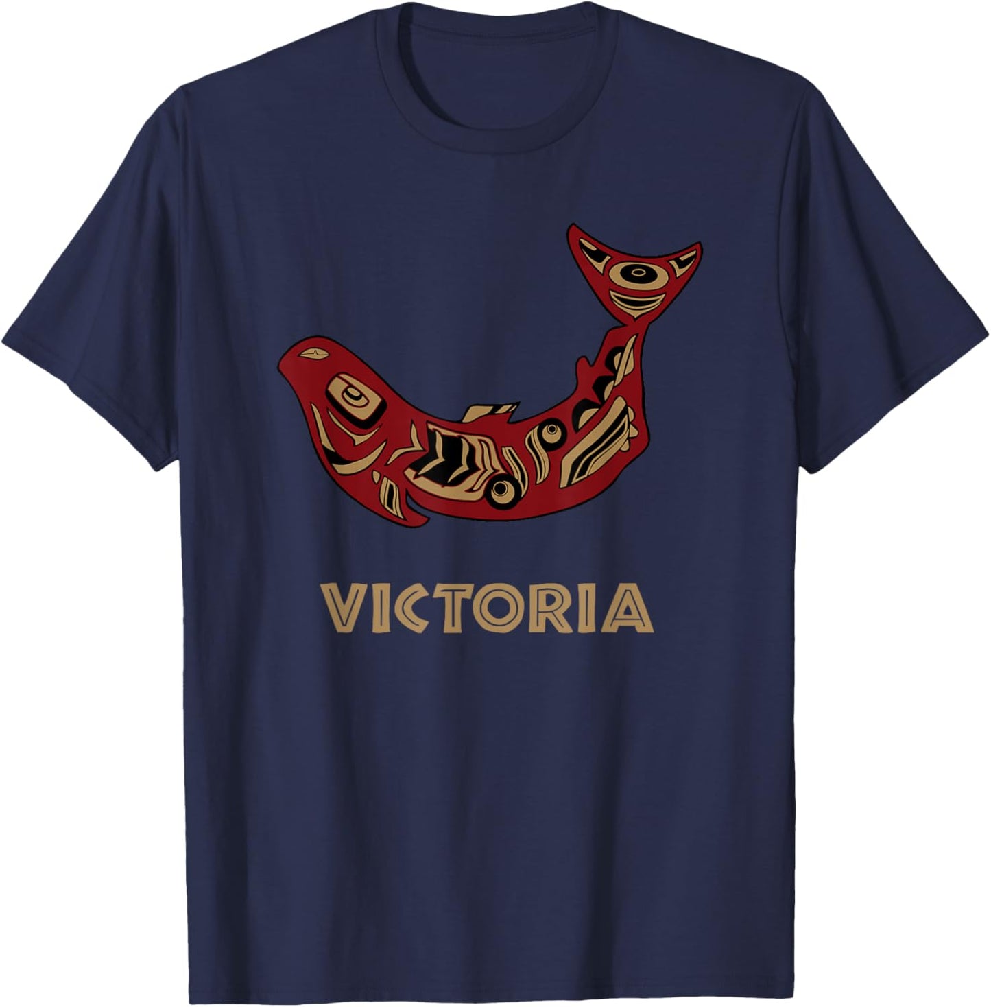 Victoria British Columbia Native Fisherman Salmon BC Canada T-Shirt - T-Shirt | Navy