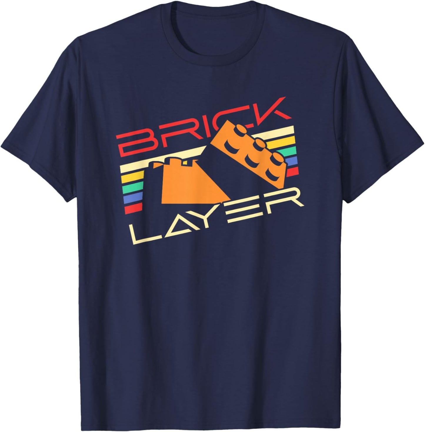 Brick Layer Master Builder Big Building Blocks Engineer Toy T-Shirt - T-Shirt | Navy
