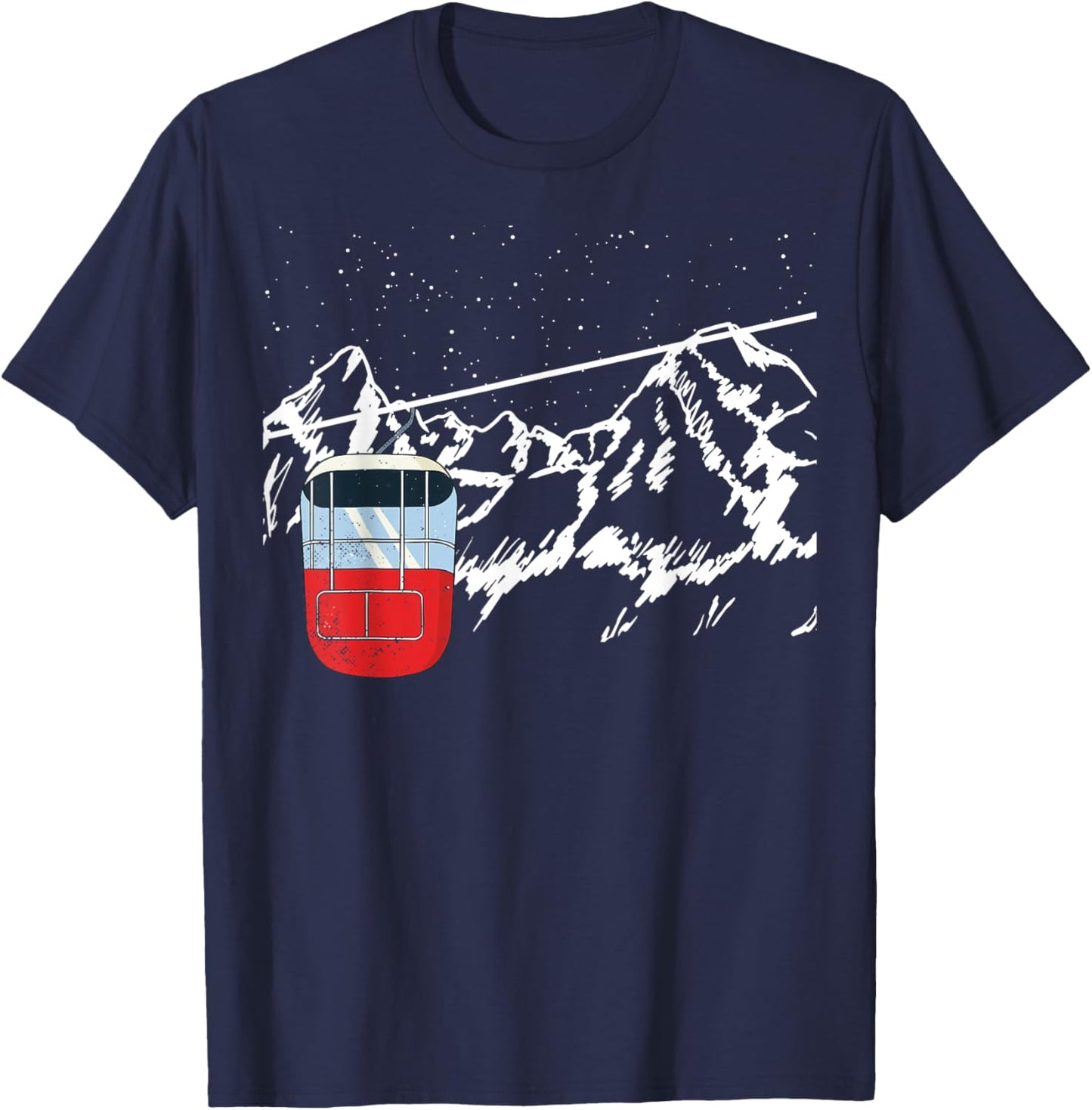Ski lift gondola, mountains, cable run, cable railway T-Shirt - T-Shirt | Navy