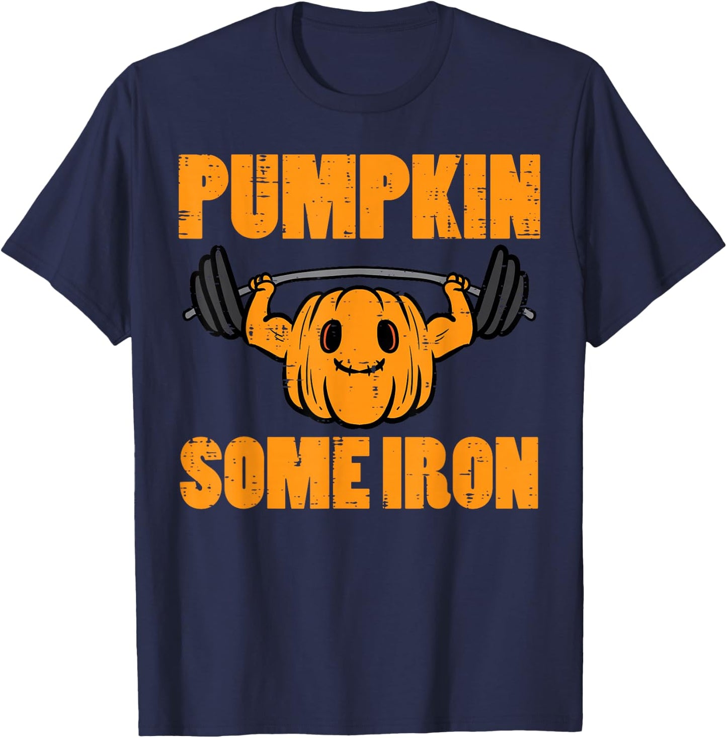 Halloween Gym Pumpkin Some Iron Workout Costume Men Women T-Shirt - T-Shirt | Navy