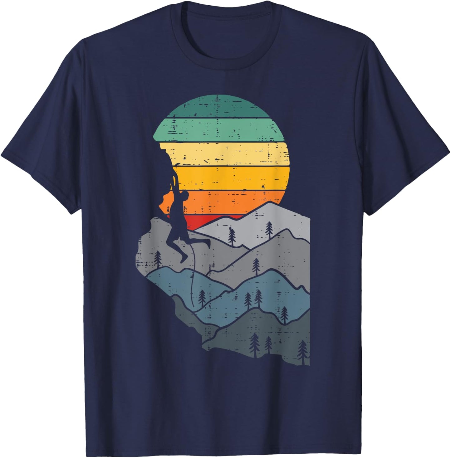 Mountain Climbing Retro Climber Mountaineer Men Women Kids T-Shirt - T-Shirt | Navy