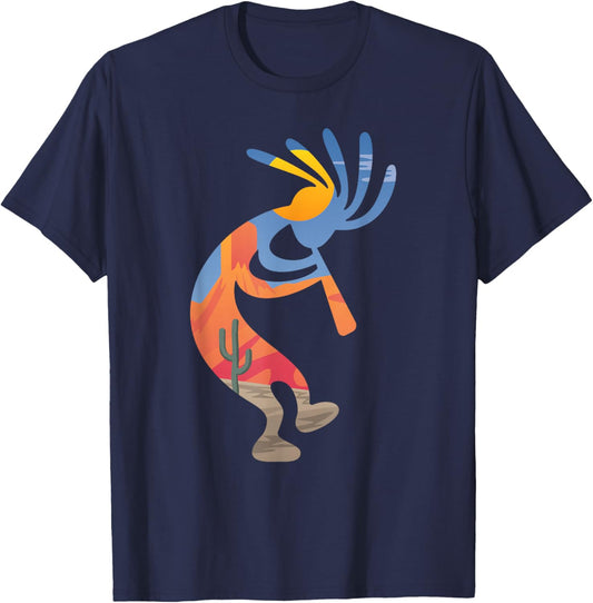 Dancing Southwestern USA Kokopelli Symbol T-Shirt - T-Shirt | Navy