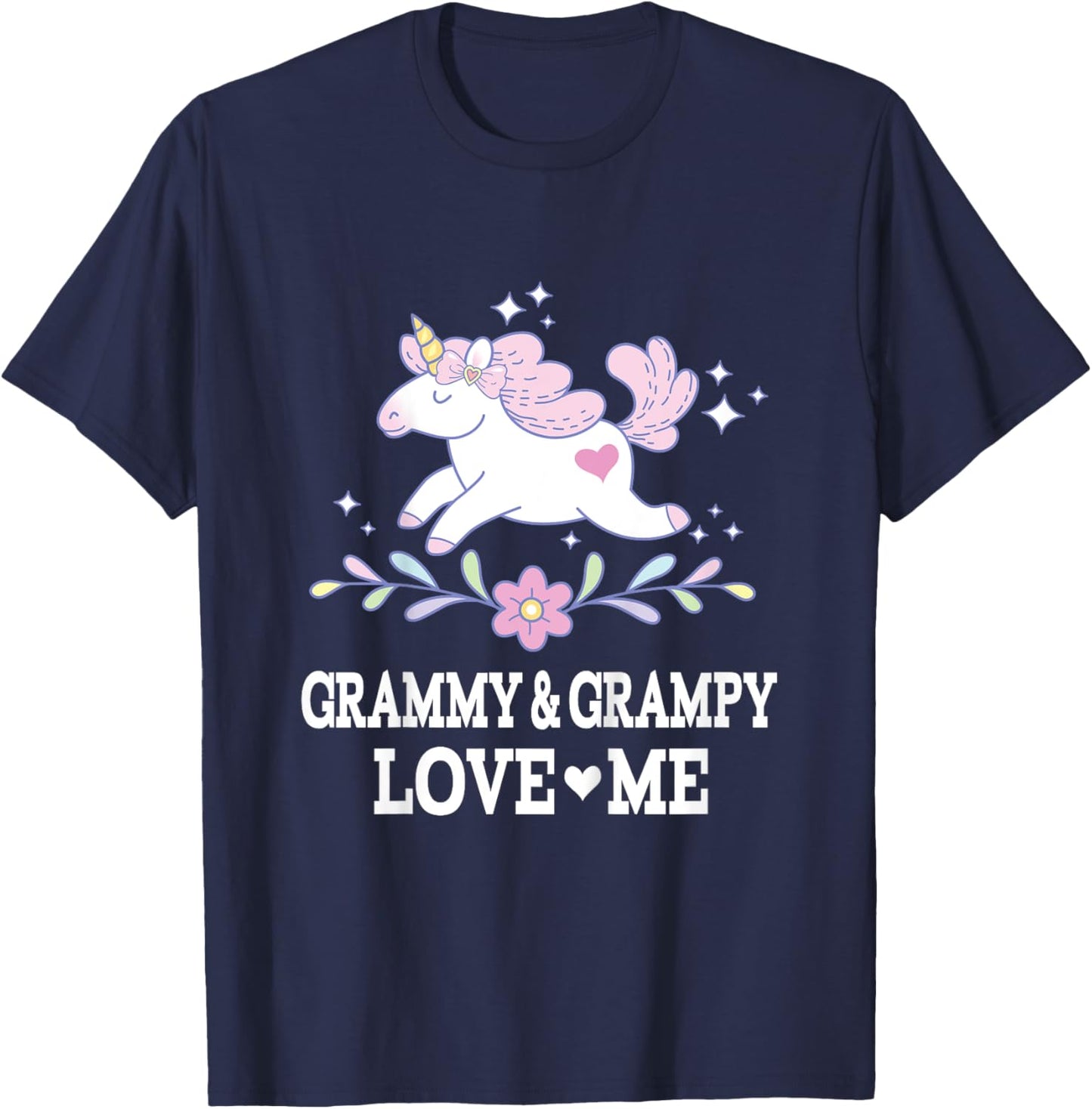 Grammy and Grampy Love Me Unicorn Grandchild T-Shirt - T-Shirt | Navy
