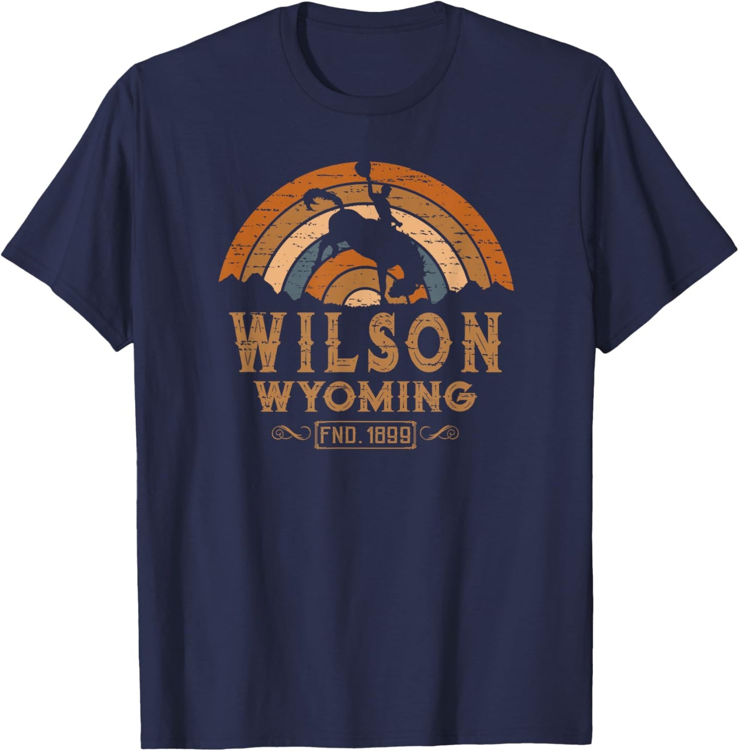 Wilson Wyoming WY Retro Style Rodeo Cowboy T-Shirt - T-Shirt | Navy