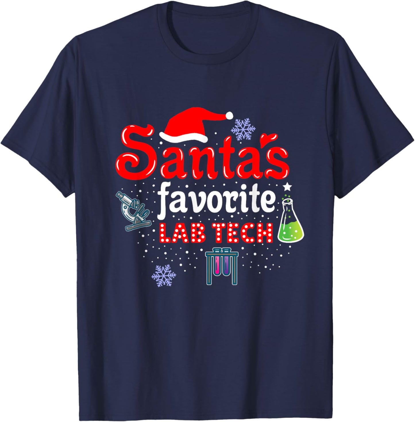 Santas Favorite Lab Tech Christmas T-Shirt - T-Shirt | Navy