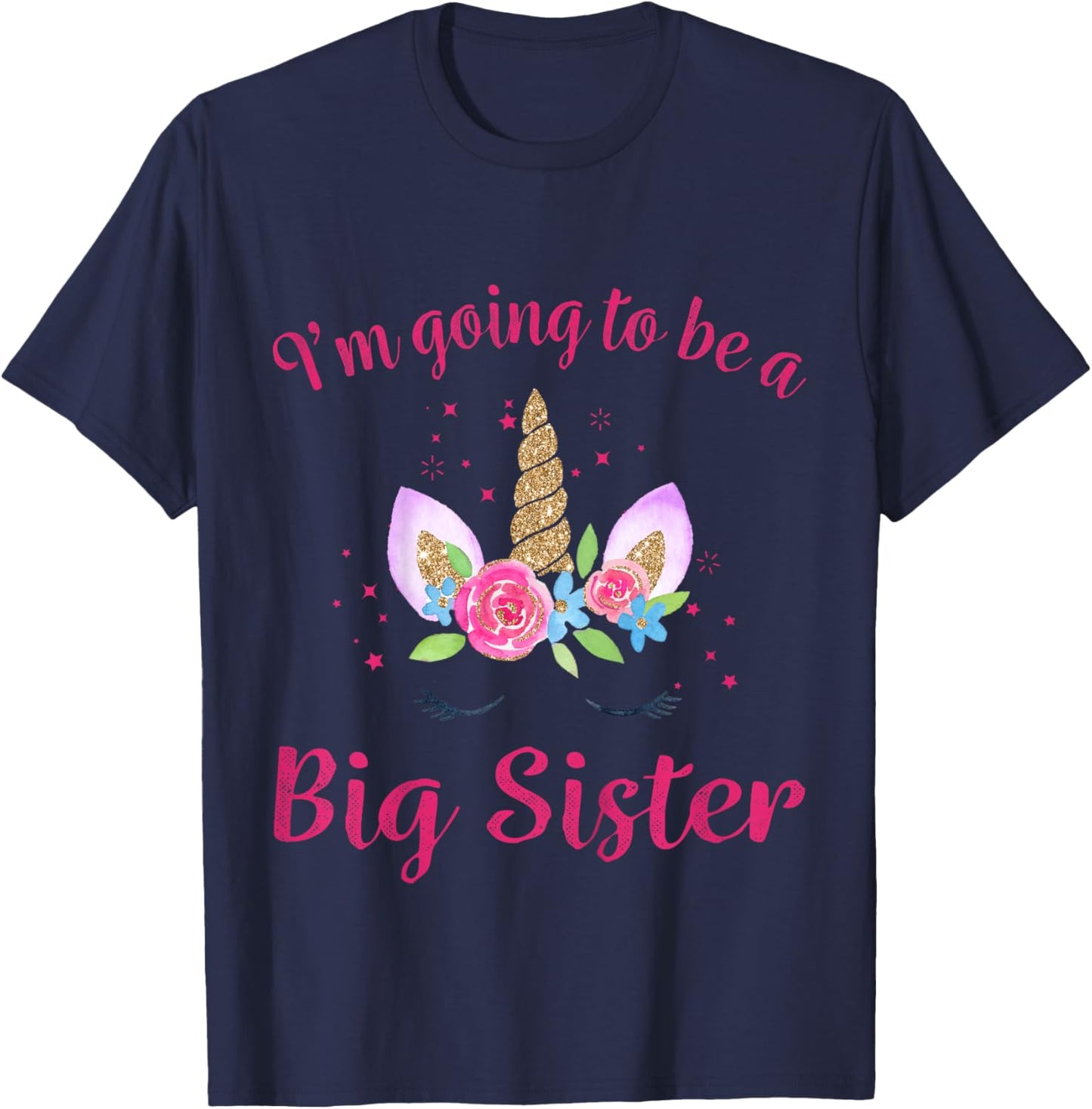 Kids Big Sister Unicorn I'm Going to be a Big Sister T-Shirt - T-Shirt | Navy