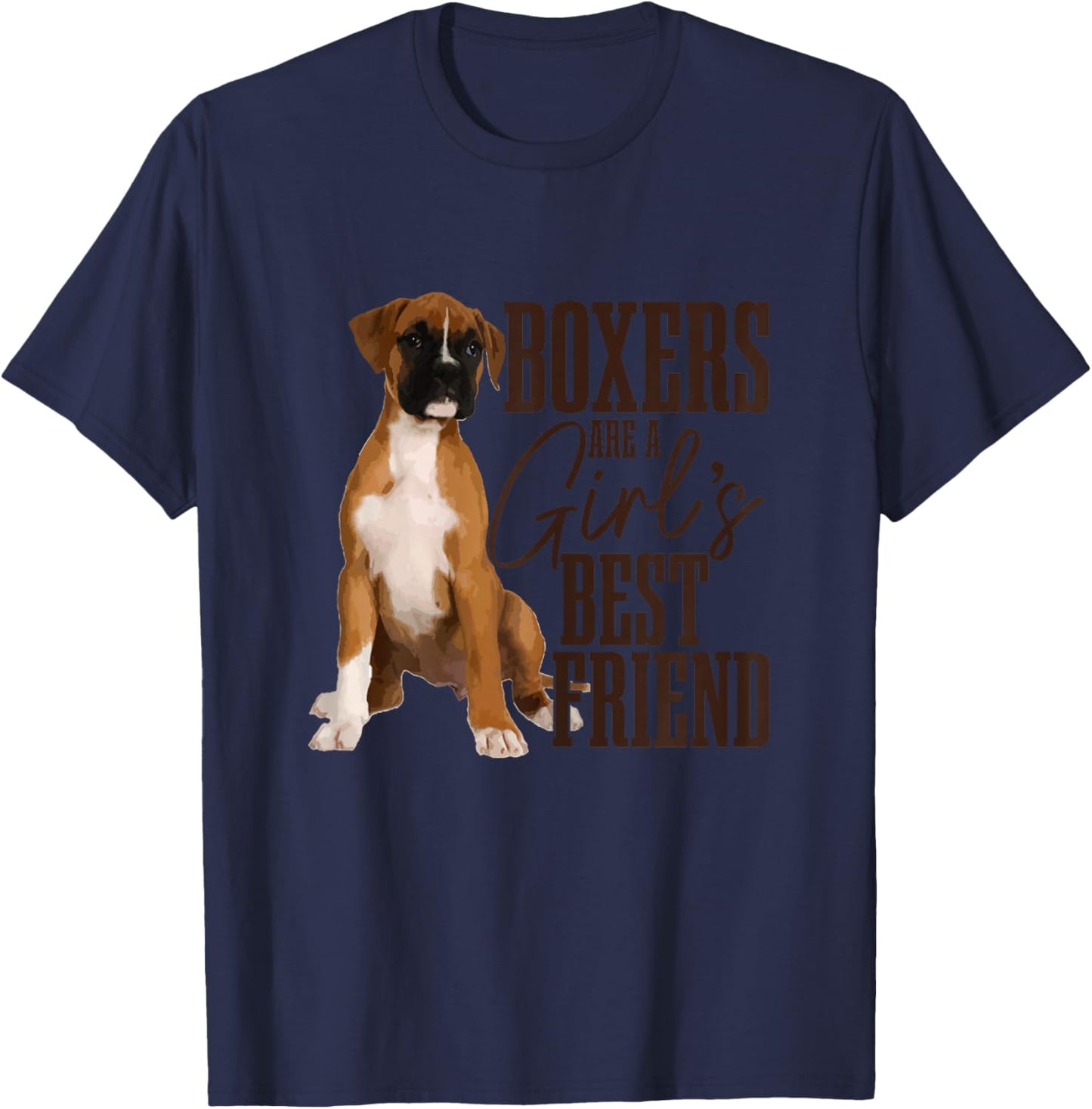 Boxers are A Girls Best Friend Funny Dog Boxer Mom T-Shirt - T-Shirt | Navy