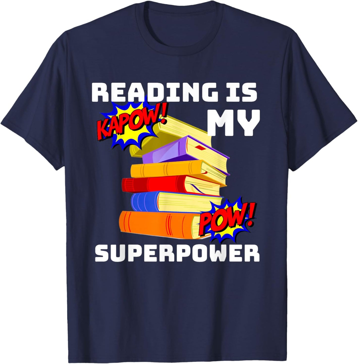 Reading Is My SuperPower Superhero Teacher T-Shirt - T-Shirt | Navy