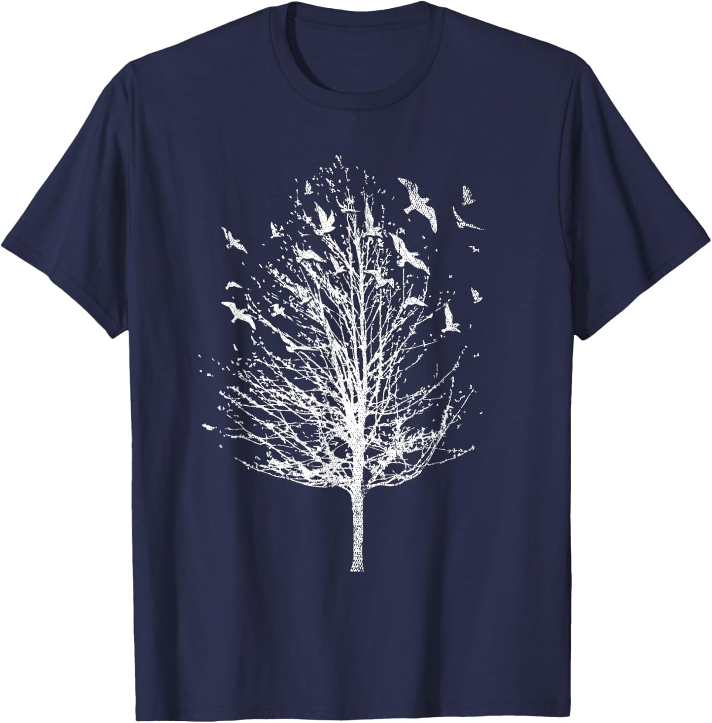 Forest Tree Flock Of Birds Outdoor Wildlife Nature T-Shirt - T-Shirt | Navy