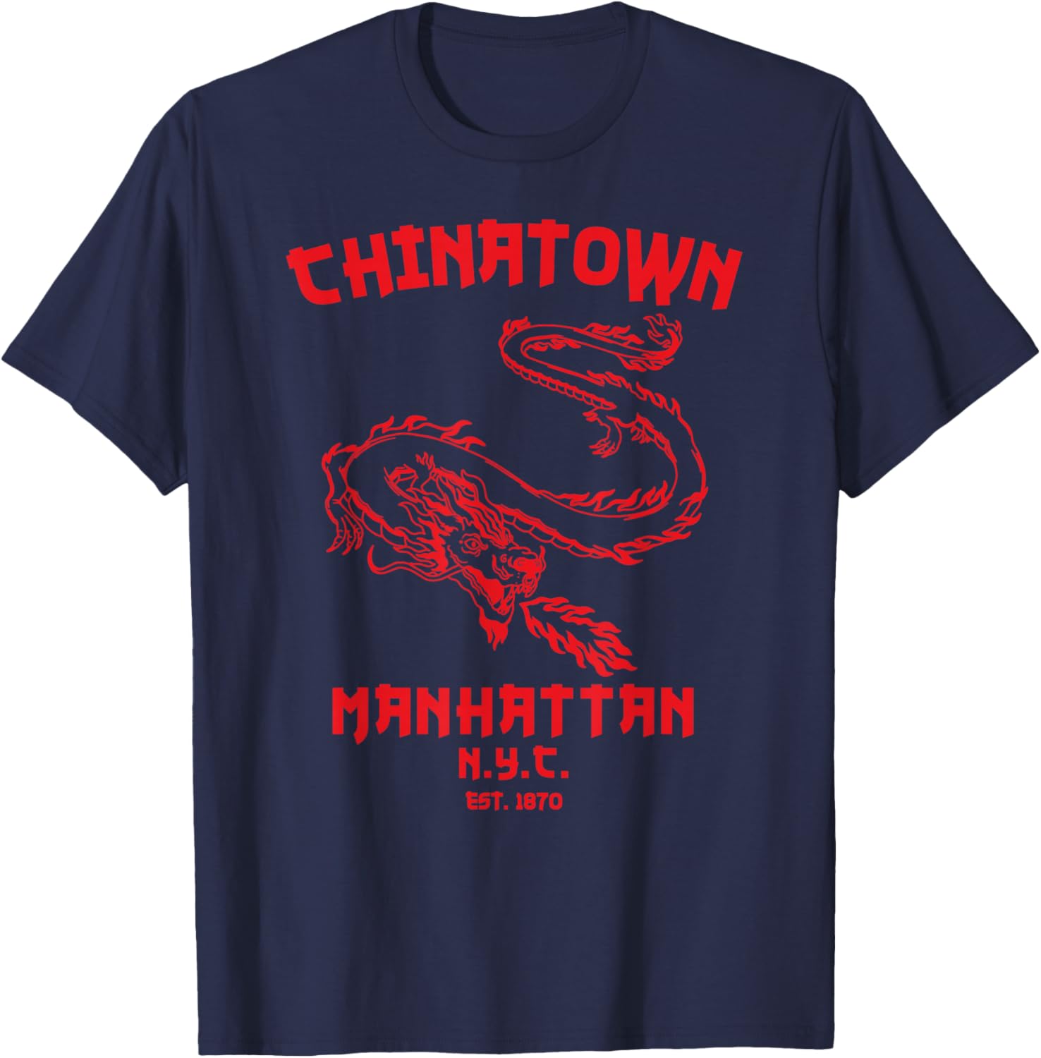 Manhattan New York Chinatown Chinese Lower East Side NYC NY T-Shirt - T-Shirt | Navy