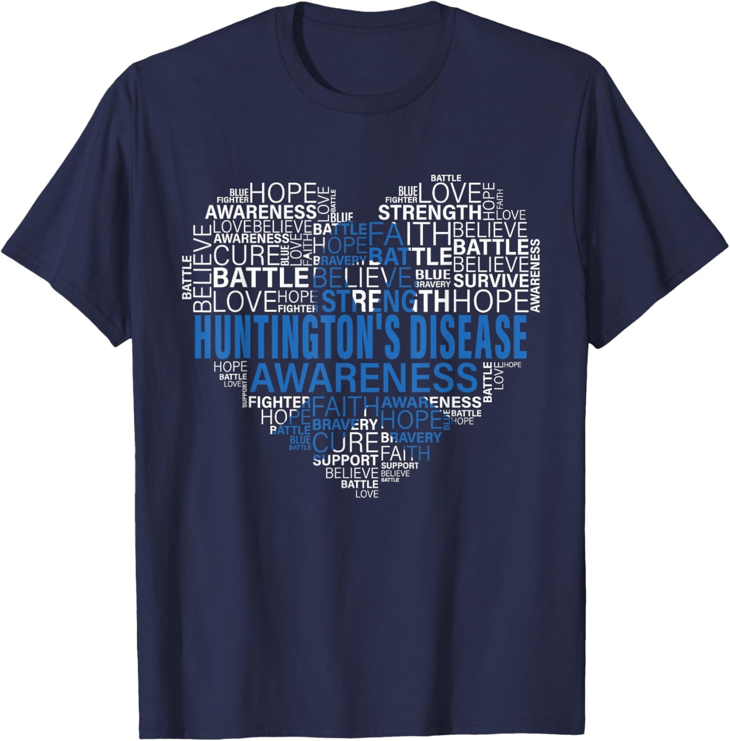 Huntington's Disease Awareness Hope Support Strong Warrior T-Shirt - T-Shirt | Navy