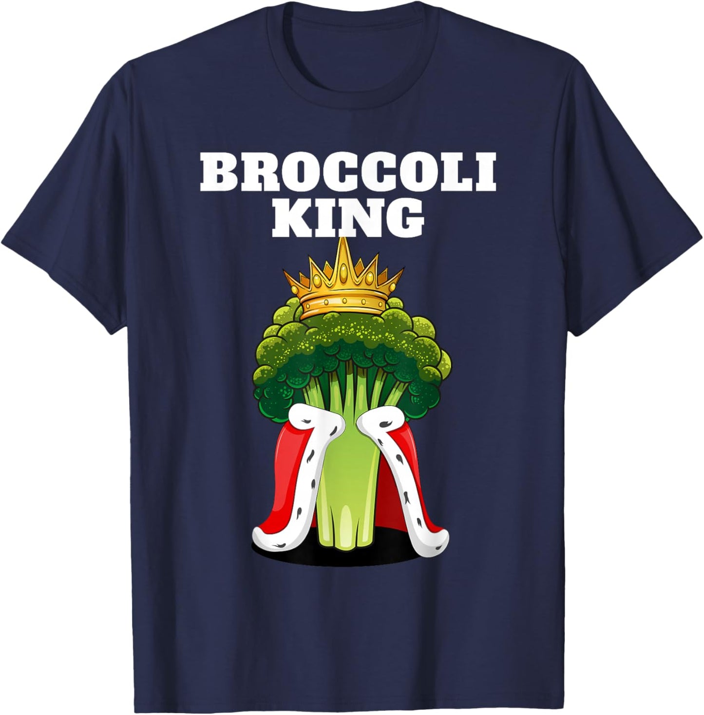 Broccoli Shirts | Broccoli King Broccoli Lover Black T-Shirt - T-Shirt | Navy
