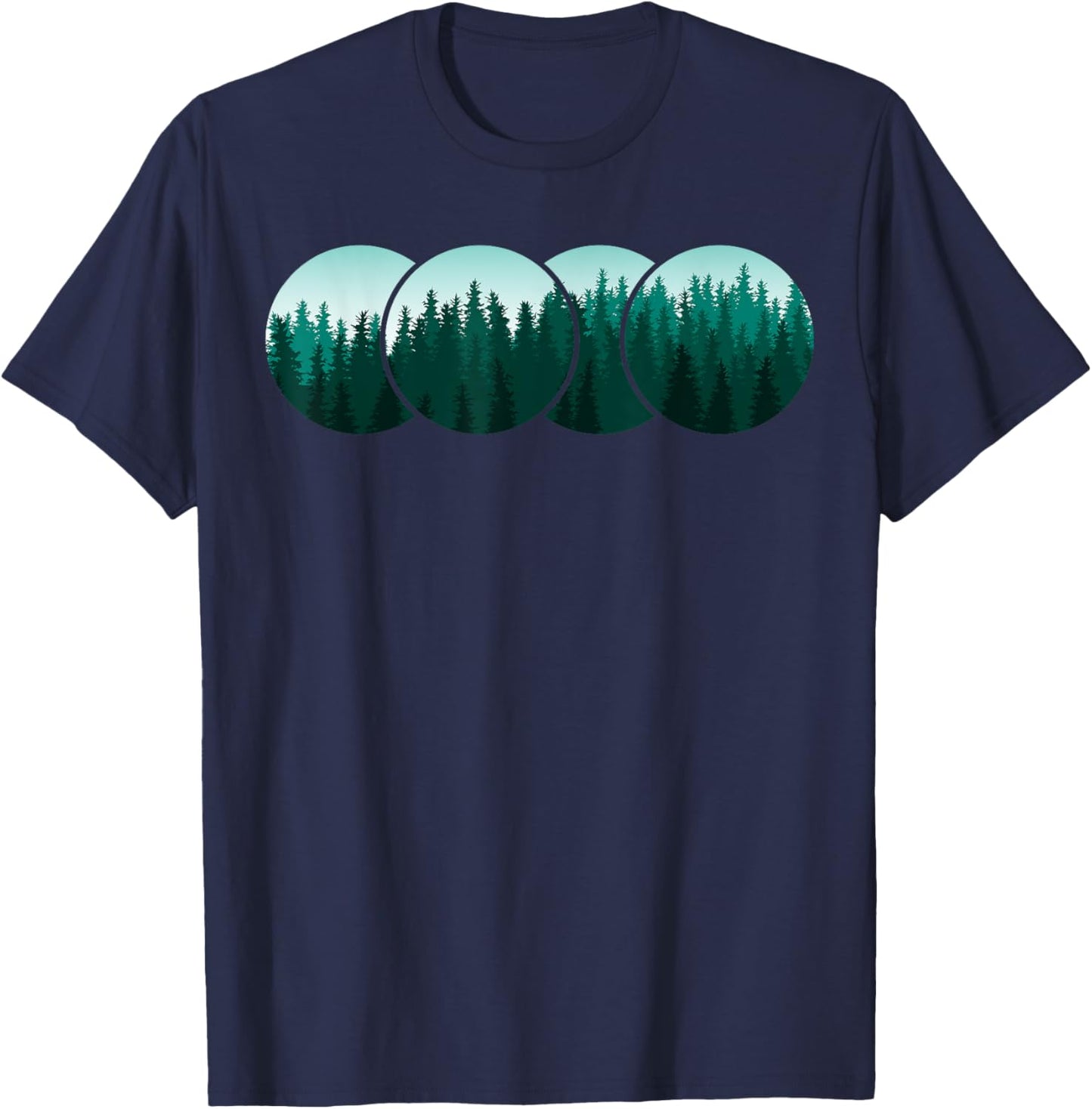 Forest Nature circle Minimalism T-Shirt - T-Shirt | Navy