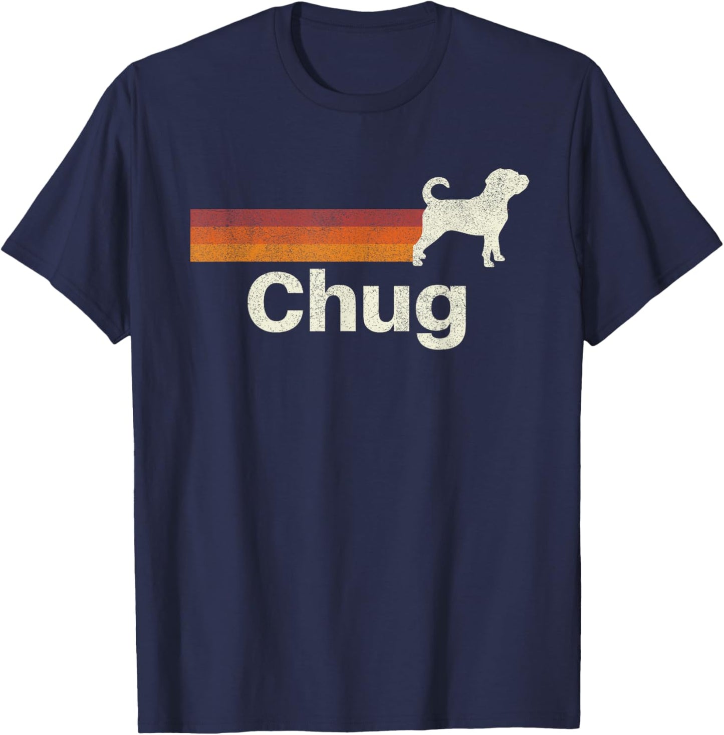Vintage Chug Retro Mom Dad Dog T-Shirt - T-Shirt | Navy