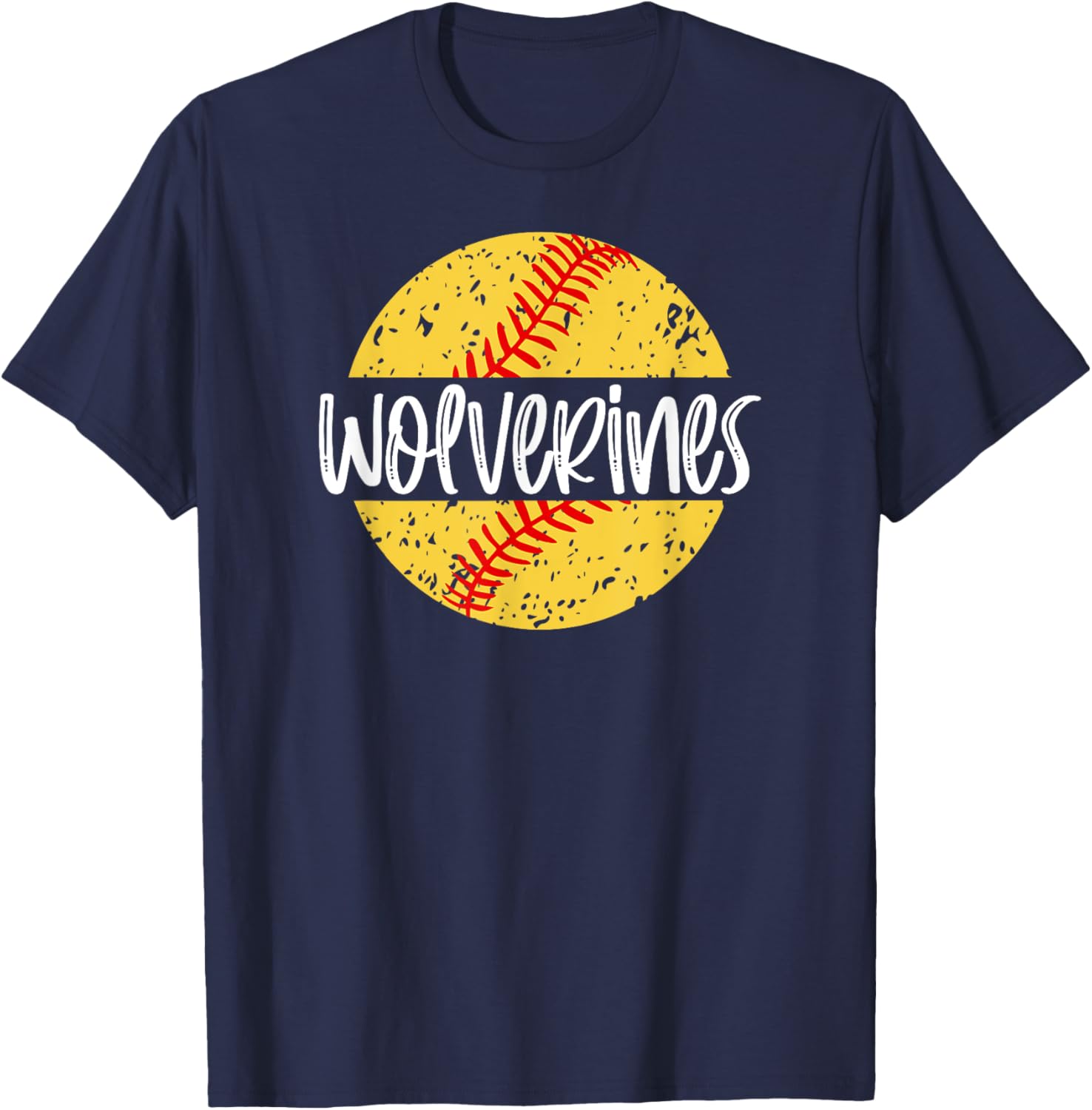 Wolverines Softball Team Mascot School Spirit Game Day T-Shirt - T-Shirt | Navy