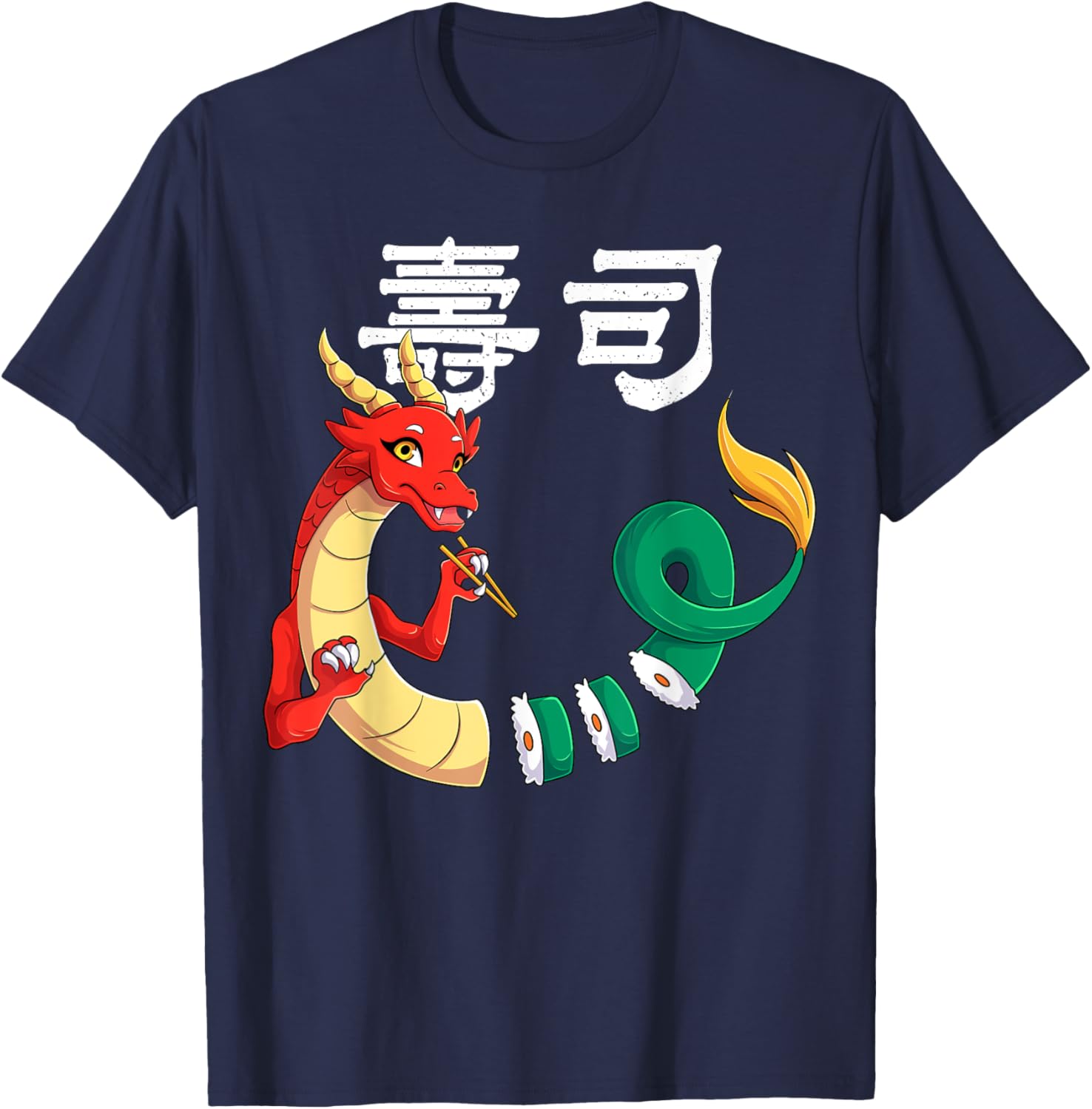 Sushi Dragon Roll Japanese Food Kawaii Dragon Anime Sushi T-Shirt - T-Shirt | Navy