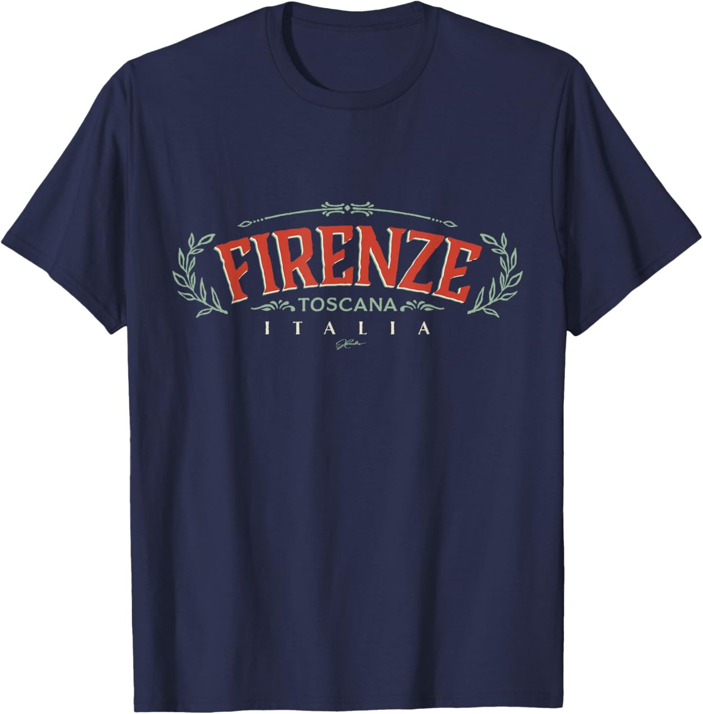 JCombs: Florence, Tuscany, Italy, Retro T-Shirt - T-Shirt | Navy