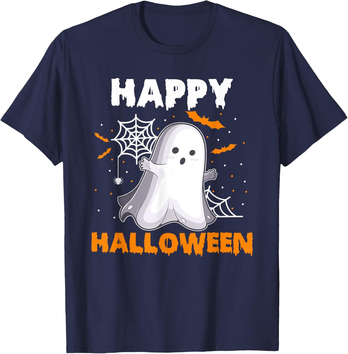 Trick Or Treat Halloween Ghost Rainbow Funny T-Shirt - T-Shirt | Navy
