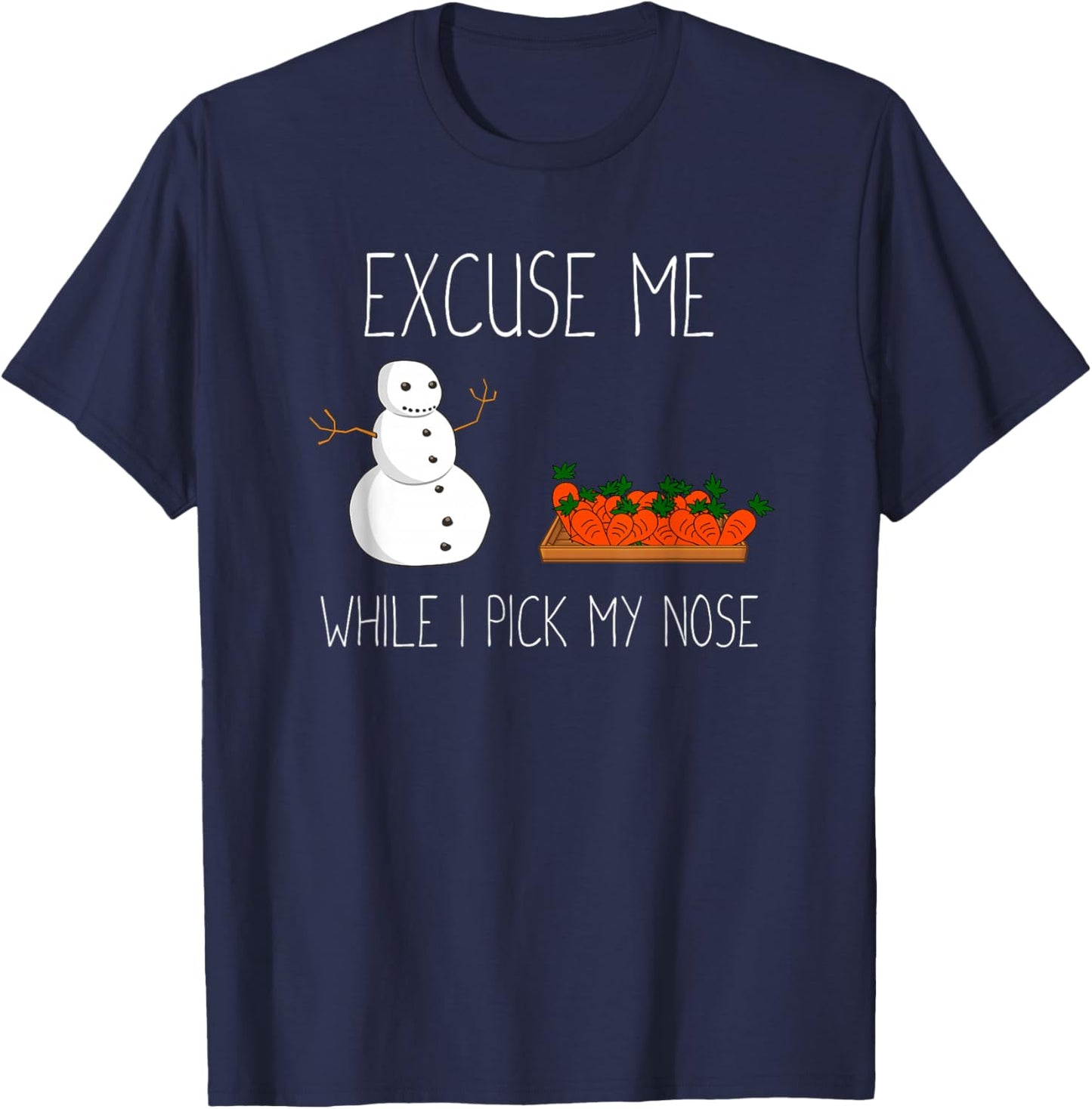 Snowman Picking Nose. Funny Christmas Pun. Boys Men Xmas T-Shirt - T-Shirt | Navy