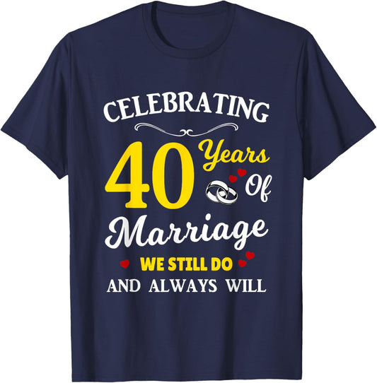 40th Year Wedding Anniversary T-Shirt - T-Shirt | Navy