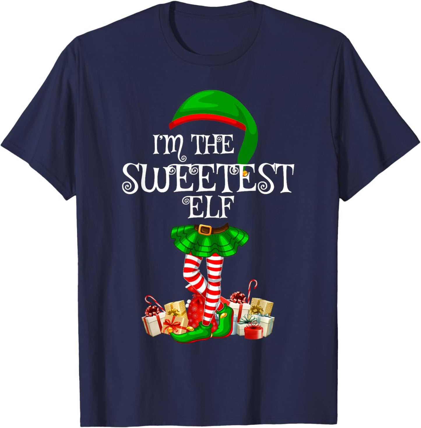 Matching Family Group I'm The Sweetest Elf Christmas T-Shirt - T-Shirt | Navy