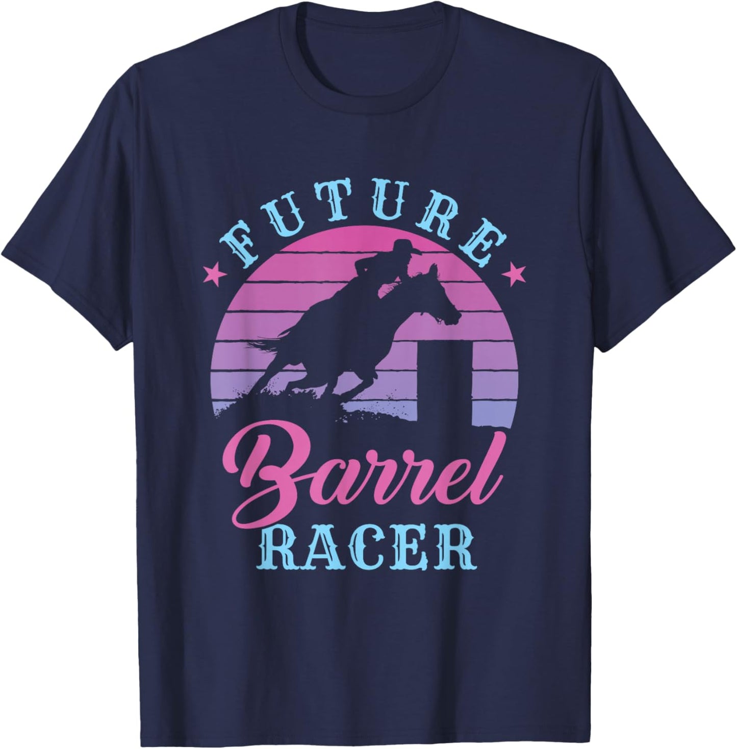 Future Barrel Racer Cute Cowgirl Western Barrel Racing Girls T-Shirt - T-Shirt | Navy