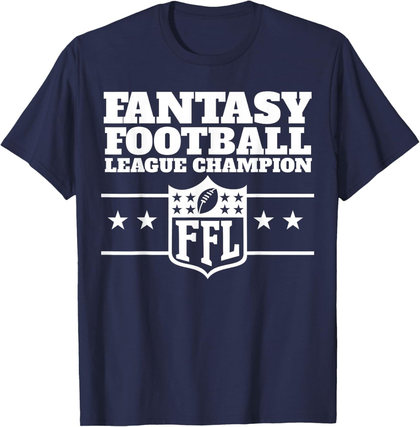 Miftees Fantasy Football Fantasy Football Champion Funny Champ - Men's Black Short Sleeve Classic Fit - Small T-Shirt - T-Shirt | Navy