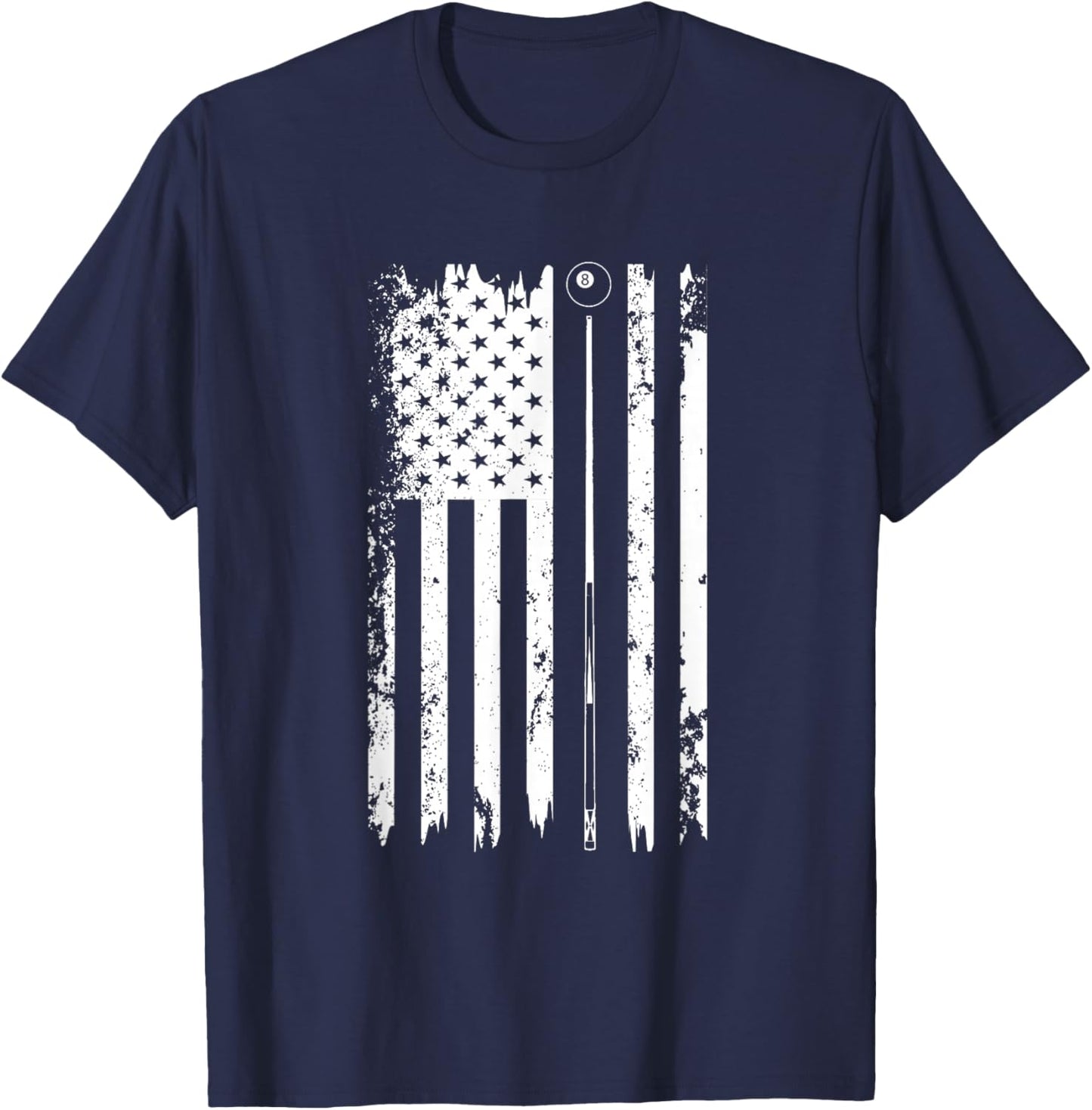 American Flag Billiard Vintage Pool Balls Player T-Shirt - T-Shirt | Navy