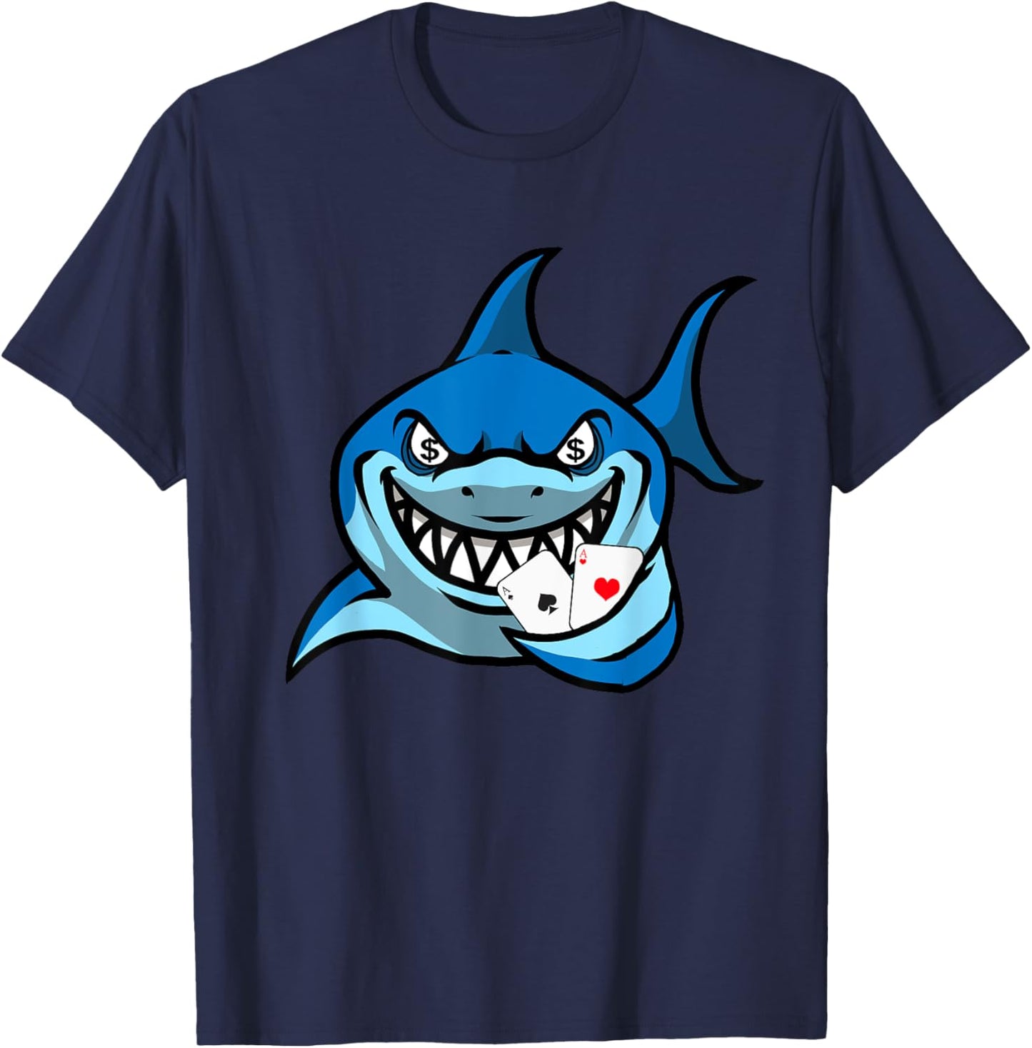 Poker Ace Of Spades Hearts Shark - Texas Hold'Em Poker T-Shirt - T-Shirt | Navy
