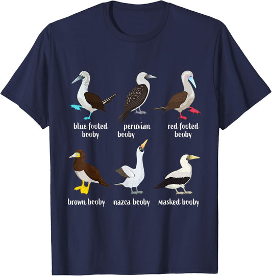 Types of Booby Birds galapagos islands wildlife T-Shirt - T-Shirt | Navy