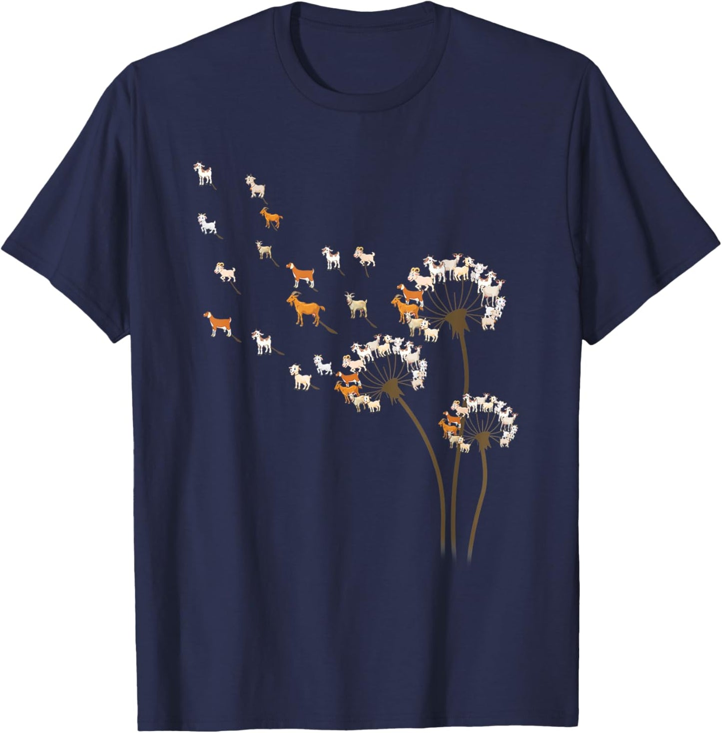 Animal Lover Gifts Goat Dandelion Flower Women T-Shirt - T-Shirt | Navy