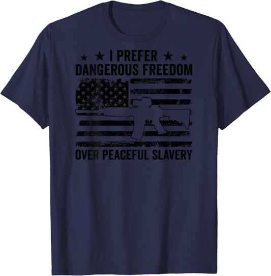 Dangerous Freedom Over Peaceful Slavery - Camo (ON BACK) T-Shirt - T-Shirt | Navy