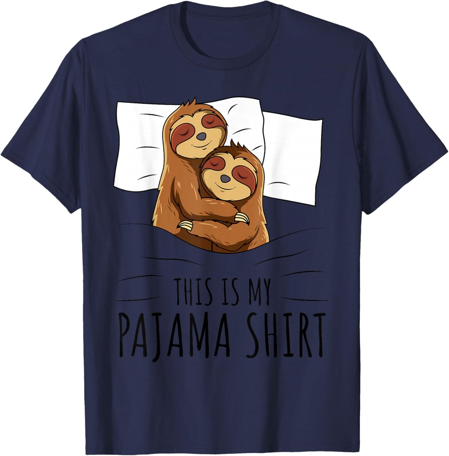 Sleeping Sloth Lover Pajama T-Shirt - T-Shirt | Navy