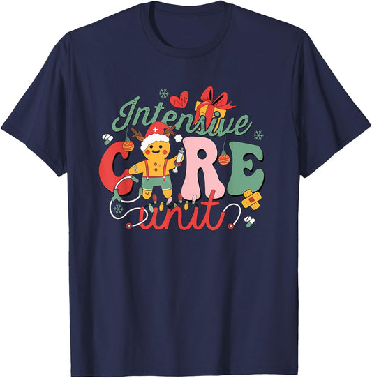 Christmas Nicu Picu Micu Nurse Party Group ICU Nurse Hospital Gingerbread Intensive Care Unit T-Shirt - T-Shirt | Navy