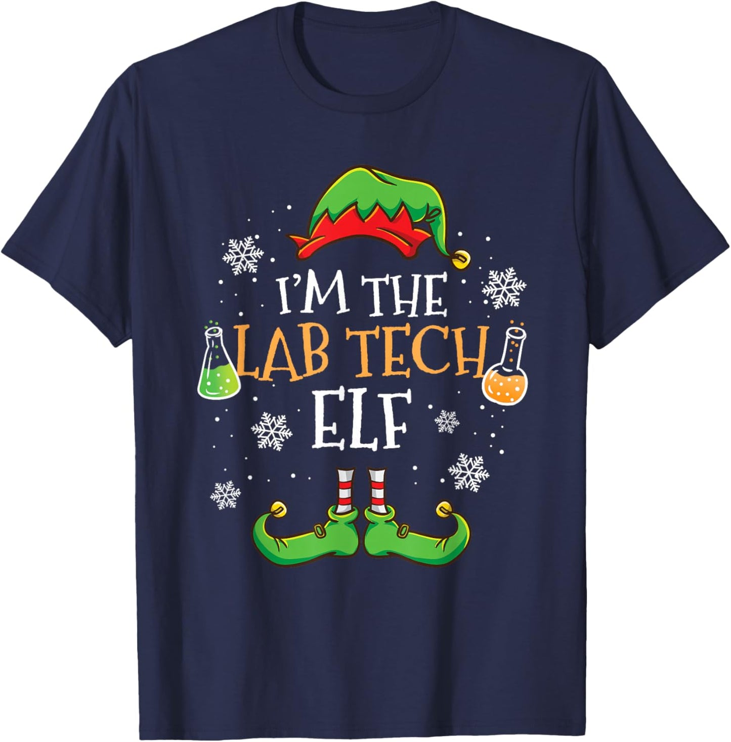 Im The Lab Tech Elf Christmas T-Shirt - T-Shirt | Navy