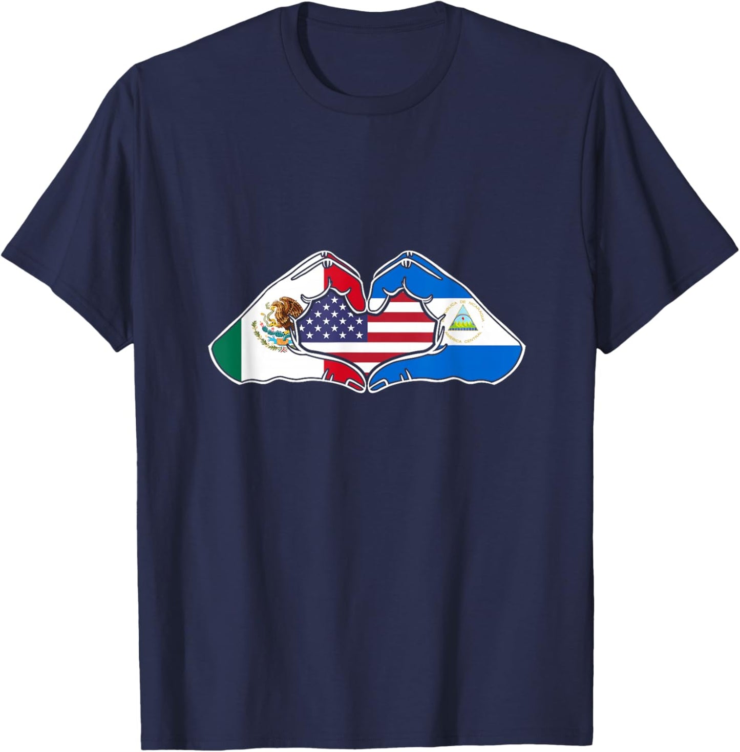 Heart Hands Mexico, Nicaragua and the USA. T-Shirt - T-Shirt | Navy