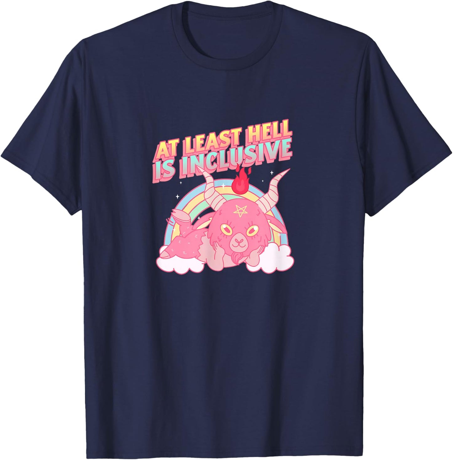 At Least Hell is Inclusive Cute Pink Baby Baphomet T-Shirt - T-Shirt | Navy
