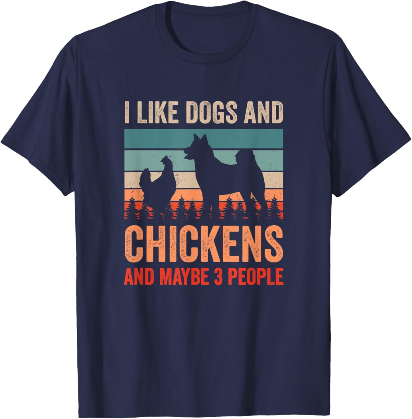 Vintage I Love Dogs And Chicken And Maybe 3 Other People T-Shirt - T-Shirt | Navy