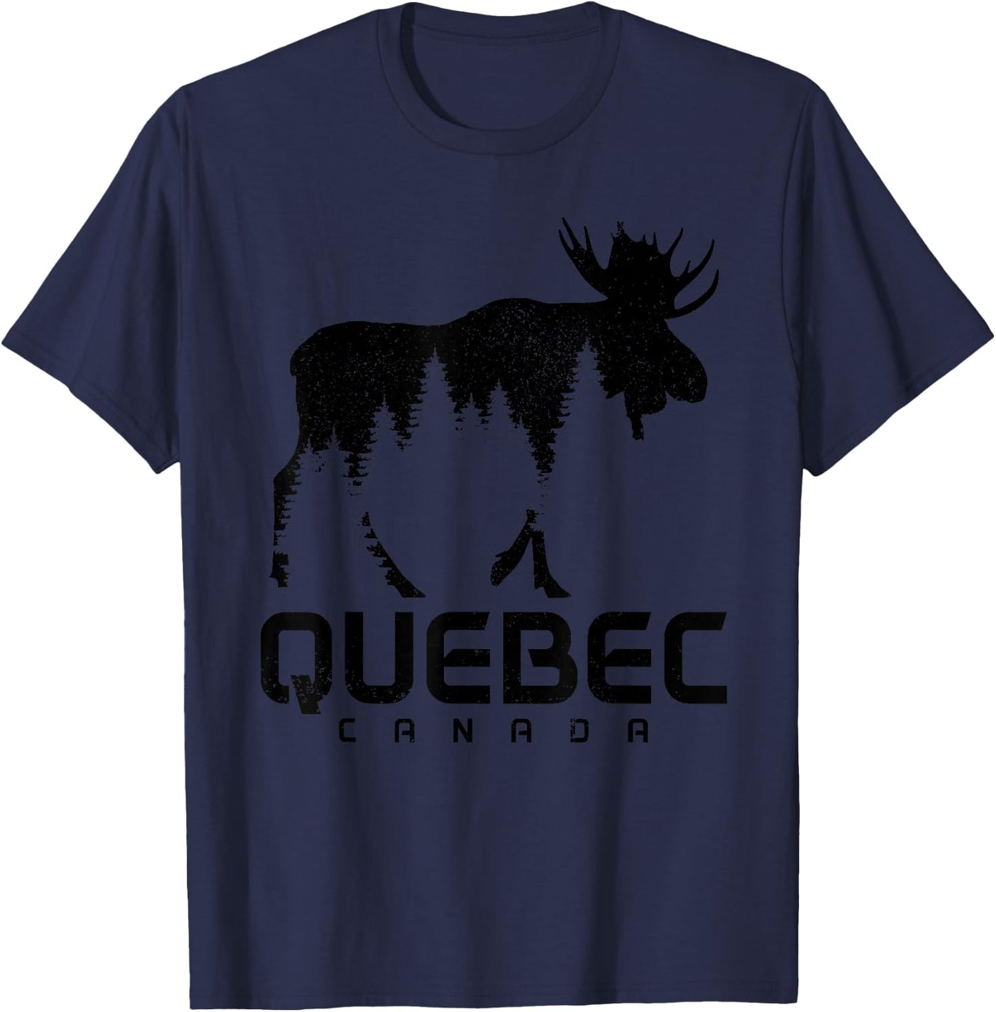 Quebec Canada Vintage Moose Souvenir T-Shirt - T-Shirt | Navy