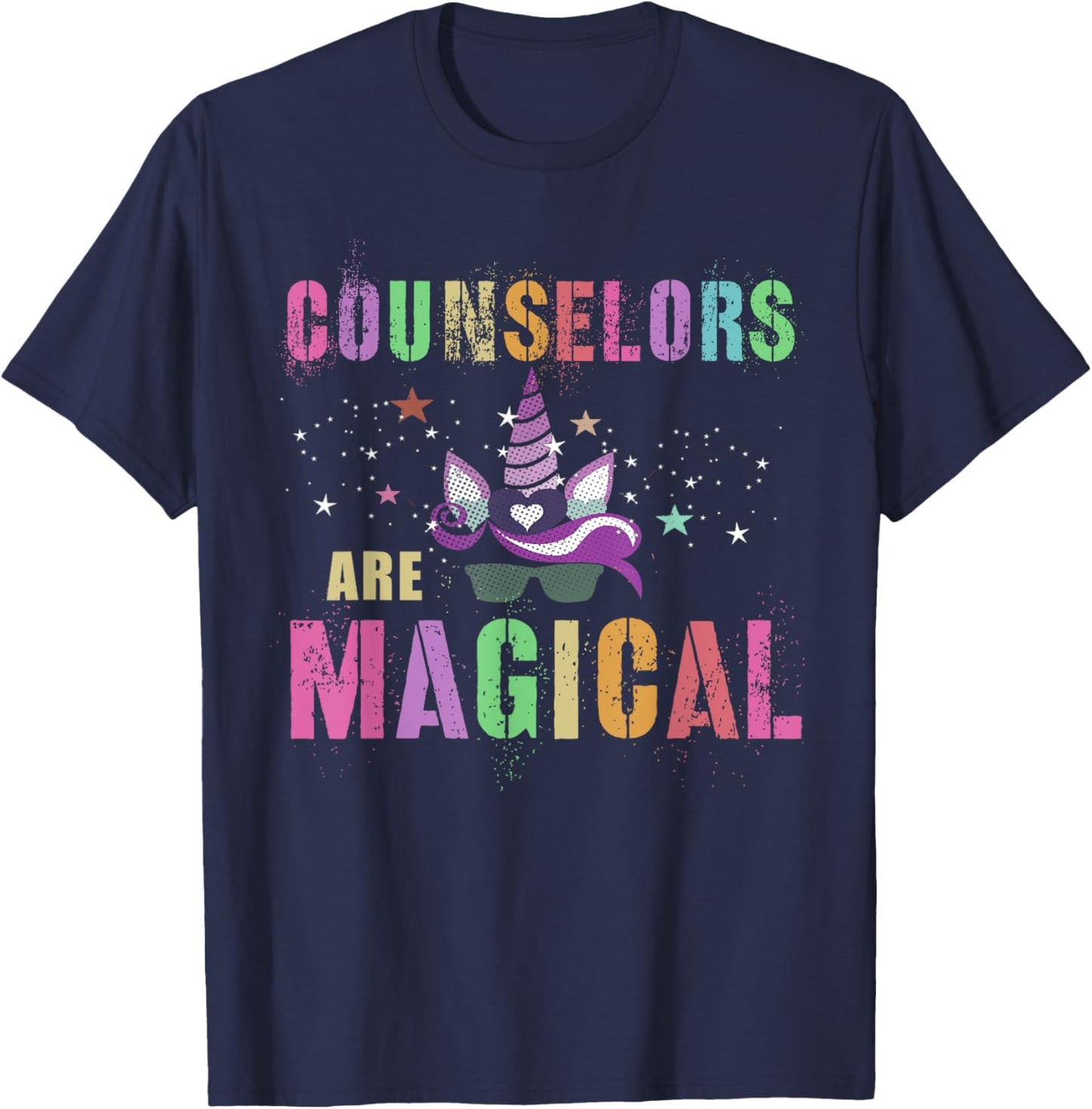 Funny COUNSELORS ARE MAGICAL I'm Unicorn School Counseling T-Shirt - T-Shirt | Navy