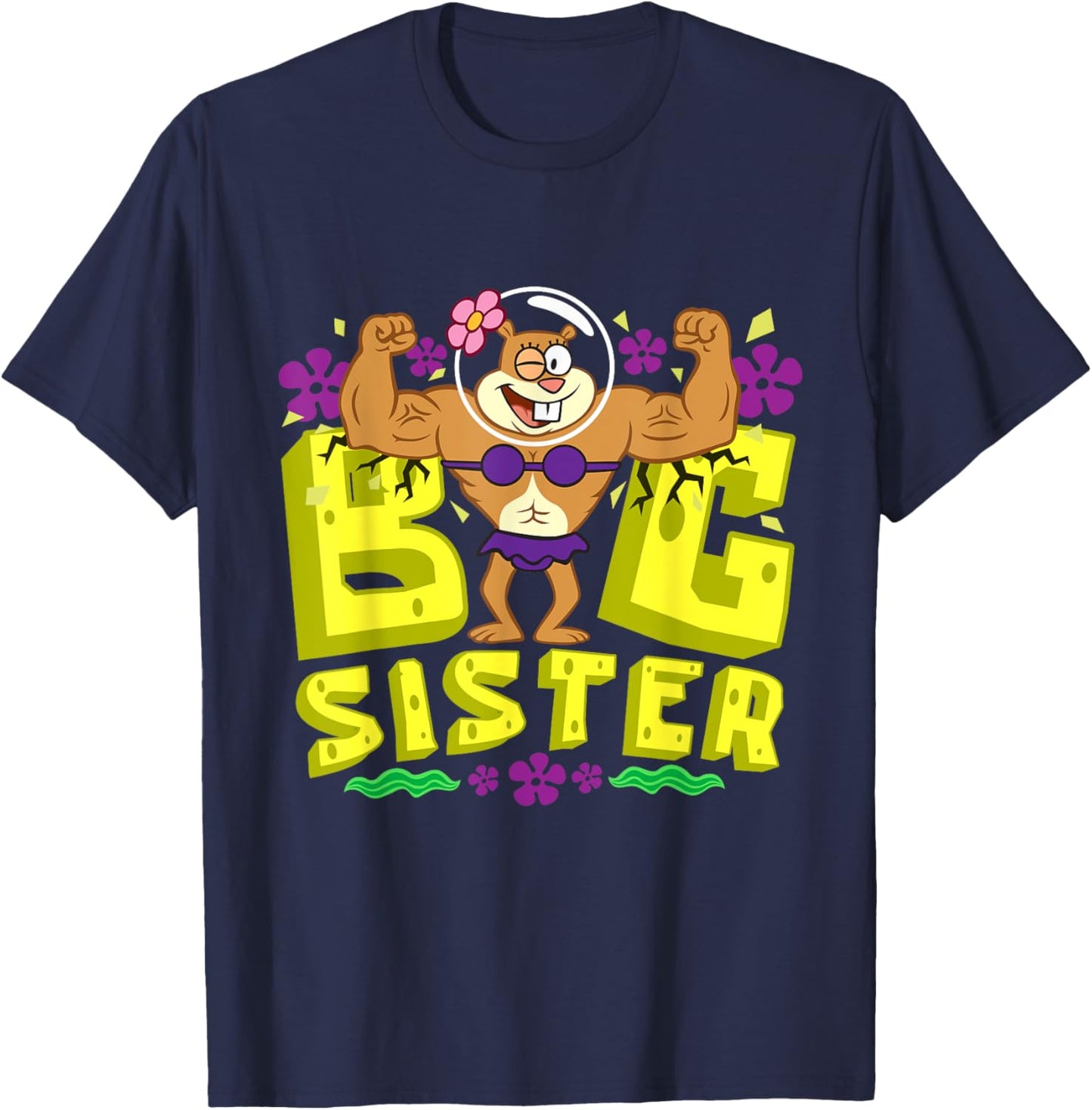 Mademark x SpongeBob SquarePants - SpongeBob SquarePants Big Sister Strong Sister Women Girls T-Shirt - T-Shirt | Navy