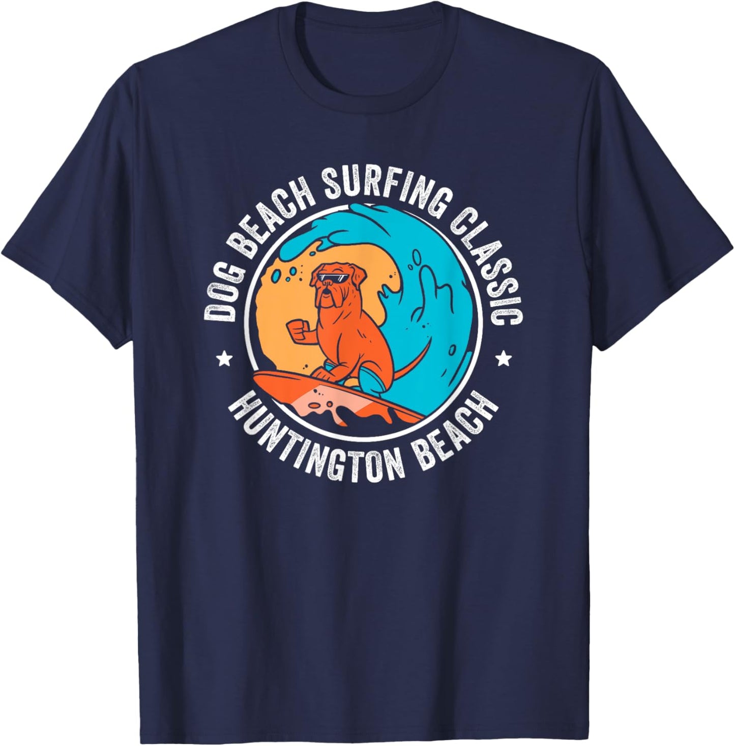 Huntington Dog Beach California CA Surf Men Women Girls Kids T-Shirt - T-Shirt | Navy