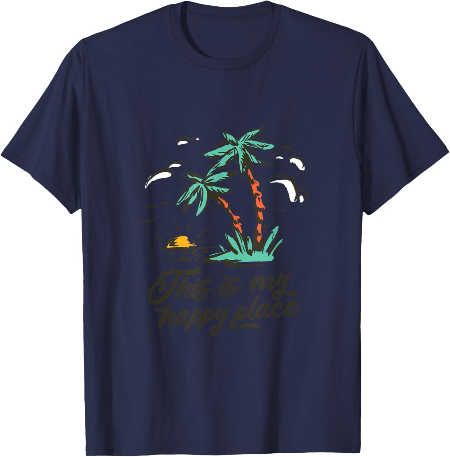 Summer Vintage Palm Tree - This is My Happy Place T-Shirt - T-Shirt | Navy