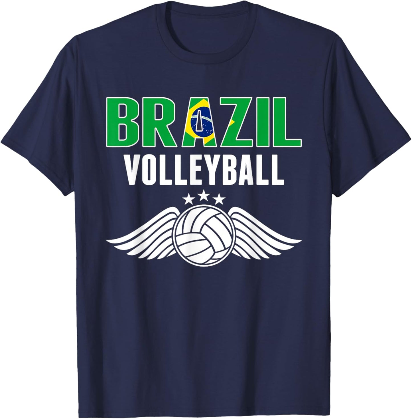 Brazil Volleyball Fans Jersey - Brazilian Flag Sport Lovers T-Shirt - T-Shirt | Navy