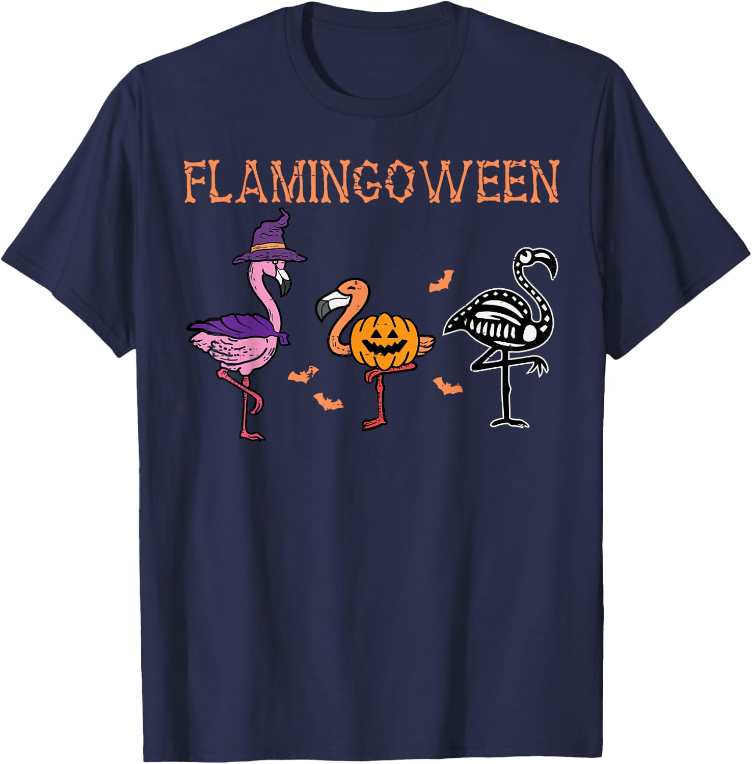 Halloween Flamingo Flamingoween Funny Costume Women Men Kids T-Shirt - T-Shirt | Navy