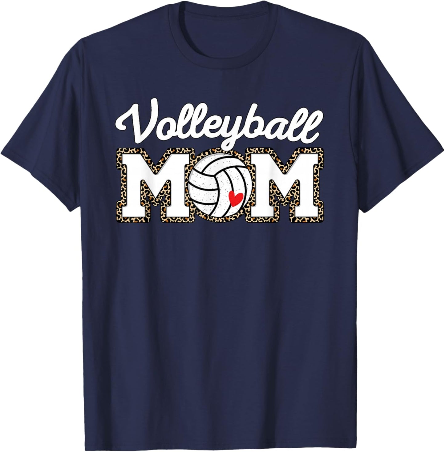 Cute Volleyball Mom Leopard Print T-Shirt - T-Shirt | Navy